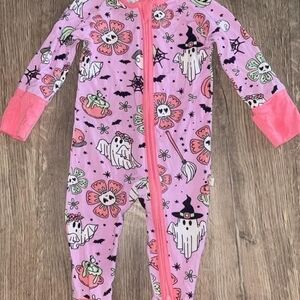 Pink and Purple Bodysuit with Playful Skull Pattern